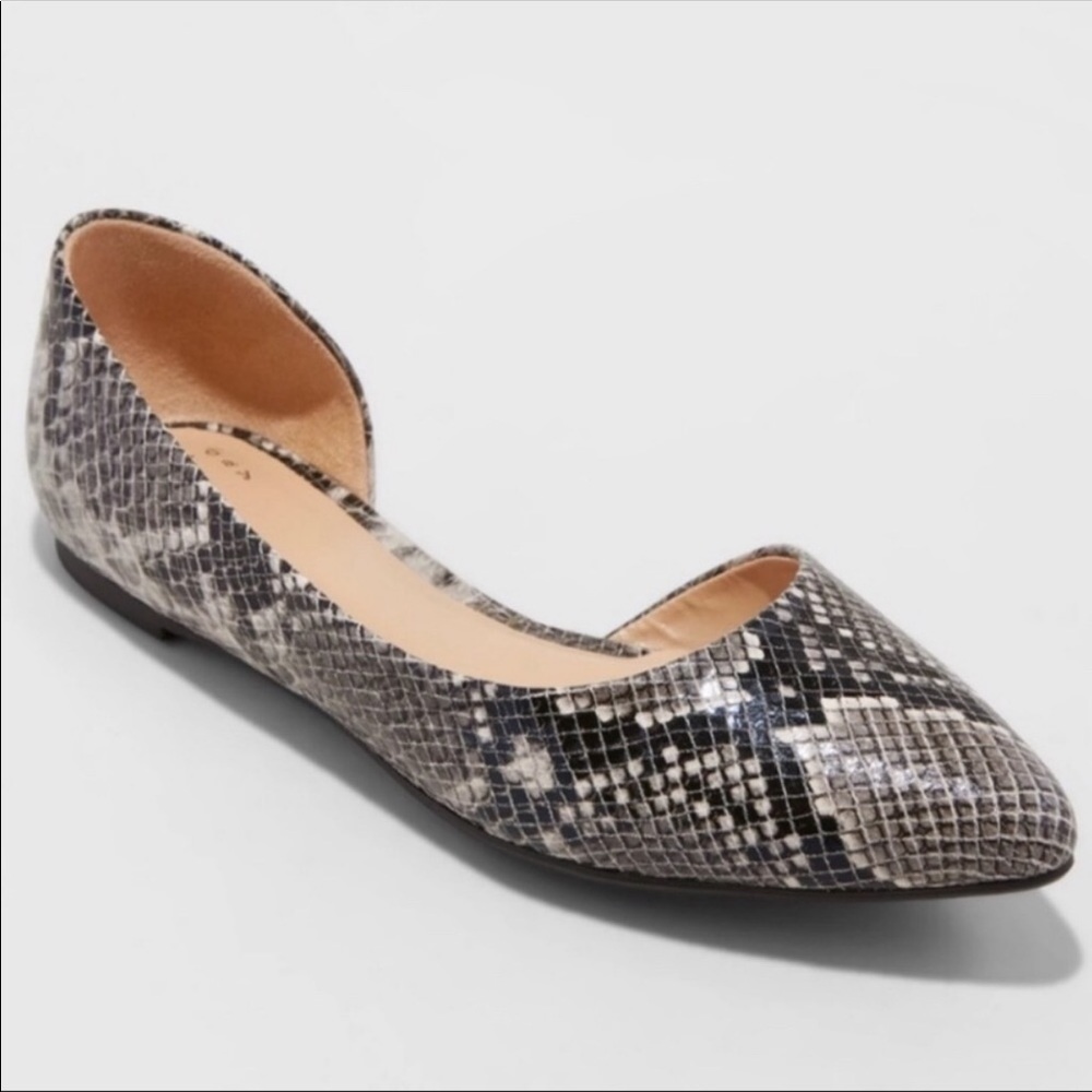 A New Day Faux Leather Snake Print Flats Size 9